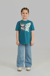 Girls Green Butterfly Top